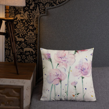 Pink Flowers Premium Pillow - Image 7