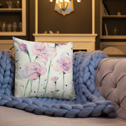 Pink Flowers Premium Pillow - Image 8
