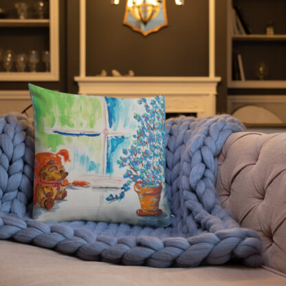 Teddy Bear in Window Premium Pillow - Image 8