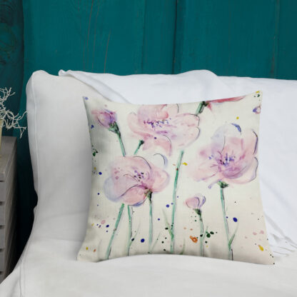 Pink Flowers Premium Pillow - Image 9