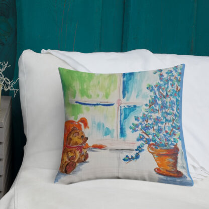 Teddy Bear in Window Premium Pillow - Image 9