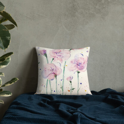 Pink Flowers Premium Pillow - Image 10