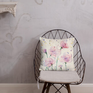Pink Flowers Premium Pillow