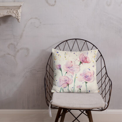 Pink Flowers Premium Pillow