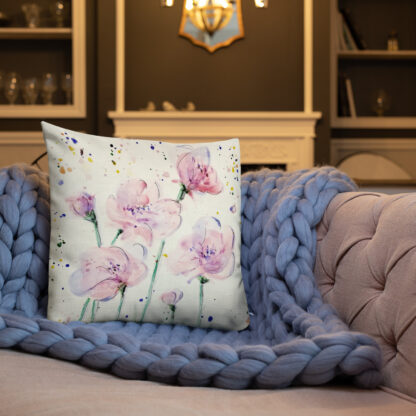 Pink Flowers Premium Pillow - Image 3
