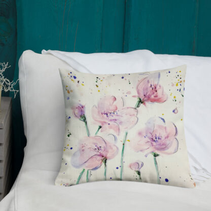 Pink Flowers Premium Pillow - Image 4