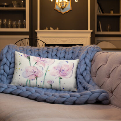Pink Flowers Premium Pillow - Image 13