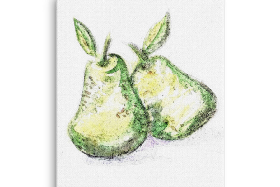 green pears fruit watercolor