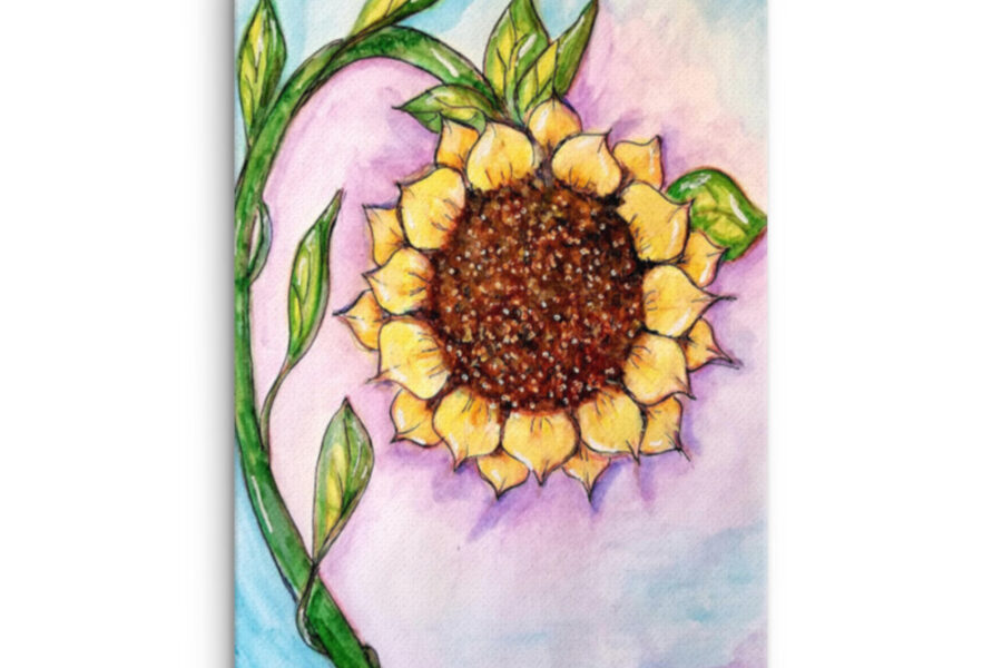 Colorful sunflower watercolor