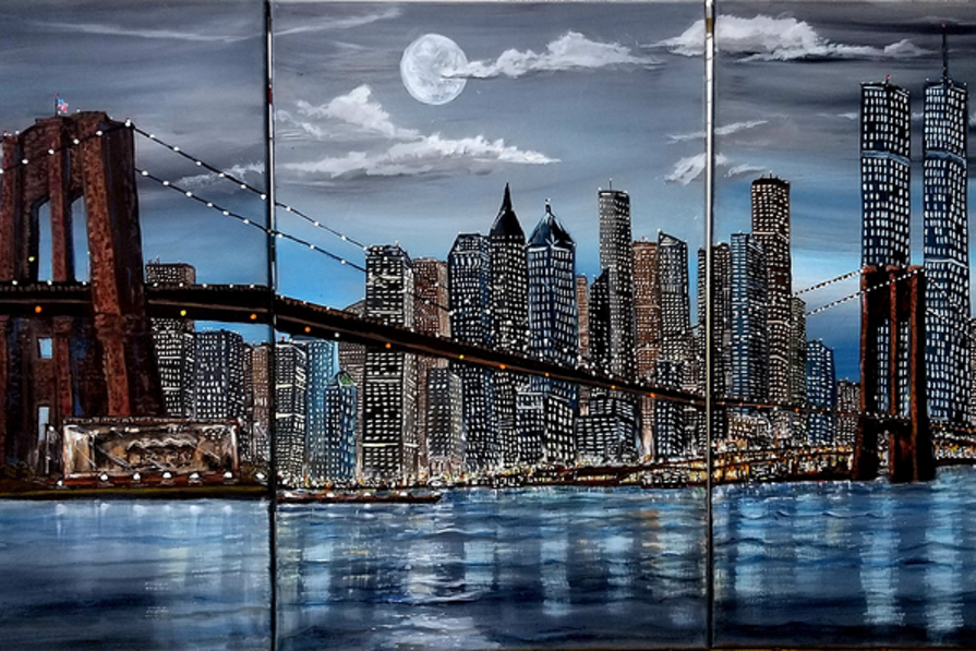 Brooklyn Bridge, Acrylic painting, cityscape