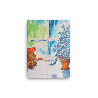 Teddy Bear in Window on Canvas