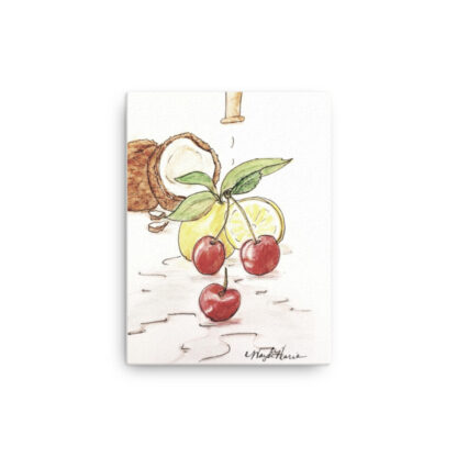 Lemon Cherries Fruit under Faucet on Canvas - Image 2