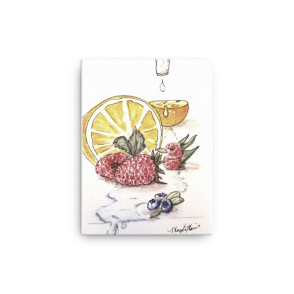 Orange Raspberry Fruit under Faucet on Canvas - Image 2