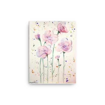 Pink Flowers on Canvas - Image 2
