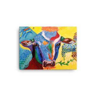 Colorful Cow on Canvas