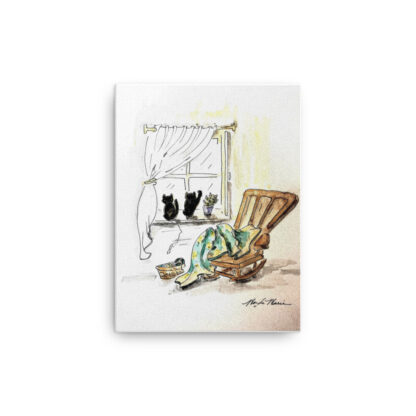 Rocking Chair and Cats on Canvas - Image 2