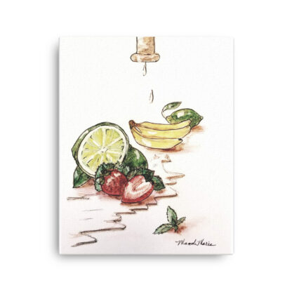 Lime Strawberry Fruit under Faucet on Canvas - Image 2