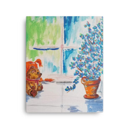 Teddy Bear in Window on Canvas - Image 2