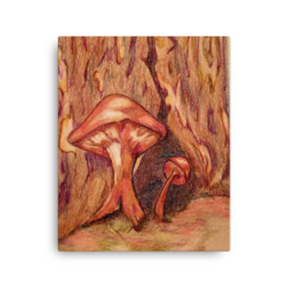 forest ,mushroom on canvas color pencil