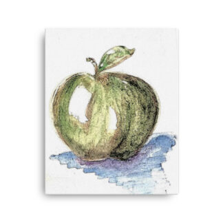 green apple on canvas