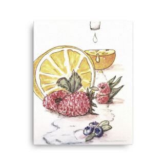 Orange Raspberry Fruit under Faucet on Canvas