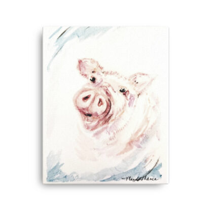 Pink Pig on Canvas