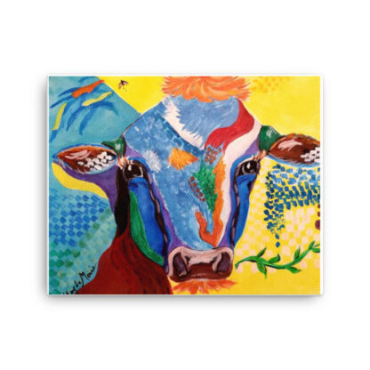 Colorful Cow on Canvas - Image 2