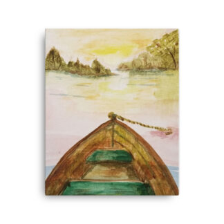 Row Boat Lake on Canvas
