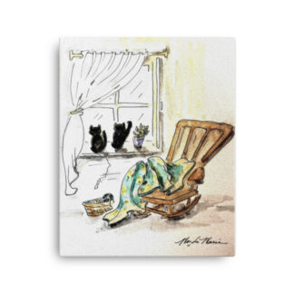 Rocking Chair and Cats on Canvas
