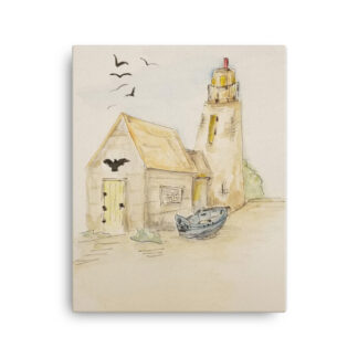 Lighthouse with Boat on Canvas