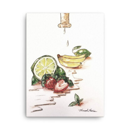 Lime Strawberry Fruit under Faucet on Canvas - Image 3