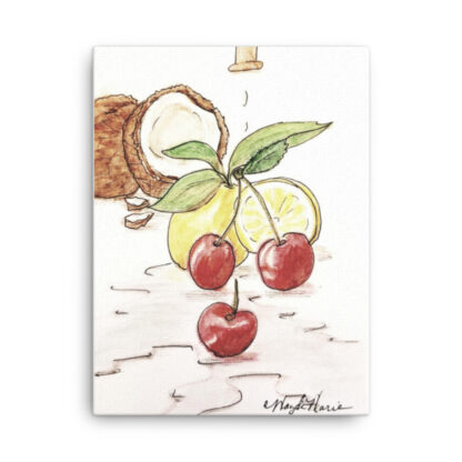 Lemon Cherries Fruit under Faucet on Canvas - Image 3
