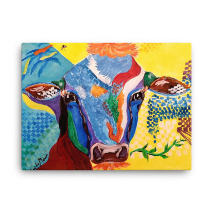 Colorful Cow on Canvas - Image 3