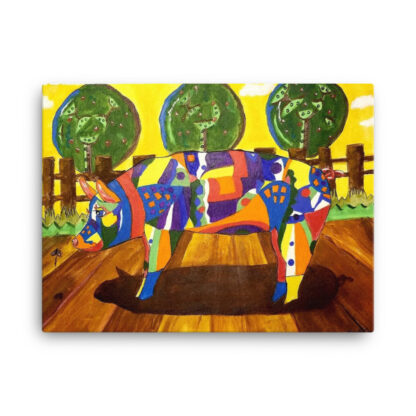 Colorful Pig on Canvas - Image 3