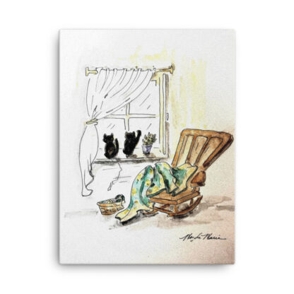 Rocking Chair and Cats on Canvas - Image 3