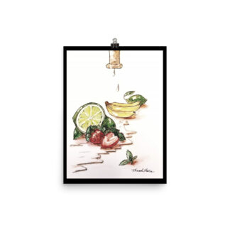 Lime Strawberry Fruit under Faucet Print