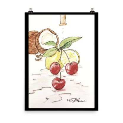 Lemon Cherries Fruit under Faucet Print - Image 2