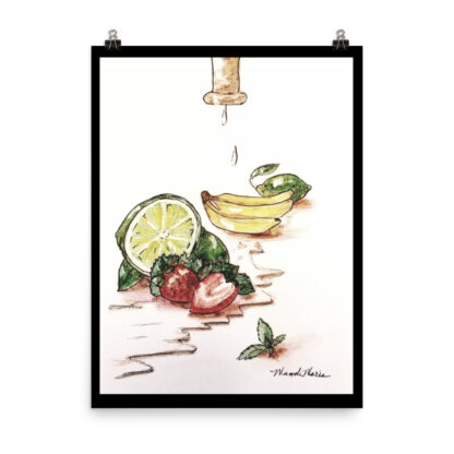 Lime Strawberry Fruit under Faucet Print - Image 2