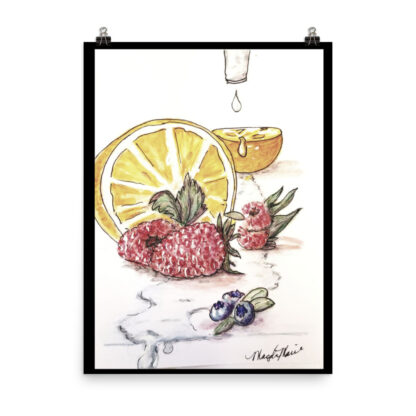 Orange Raspberry Fruit under Faucet Print - Image 2