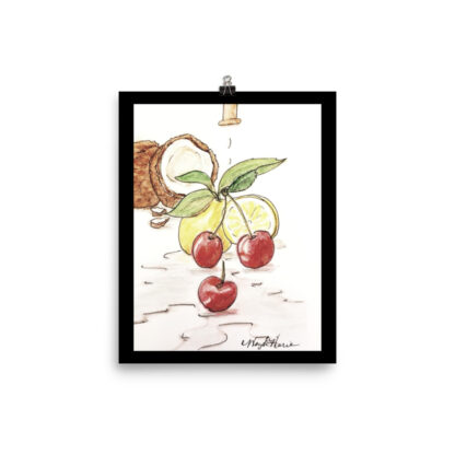 Lemon Cherries Fruit under Faucet Print - Image 3