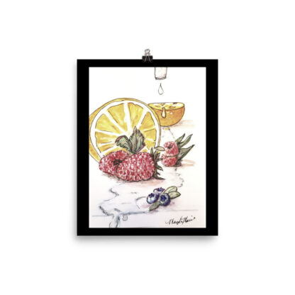 Orange Raspberry Fruit under Faucet Print - Image 3