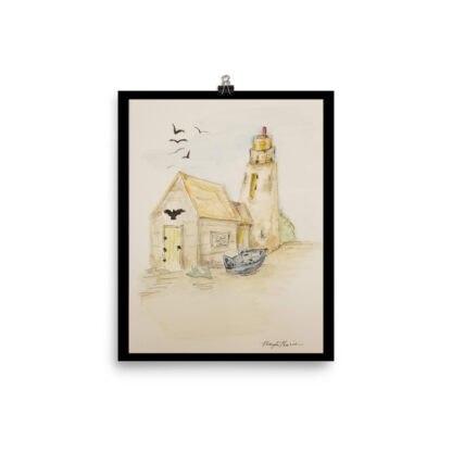 Lighthouse with Boat Print - Image 3