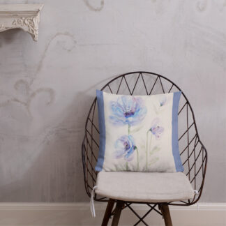 Blue Flowers Premium Pillow