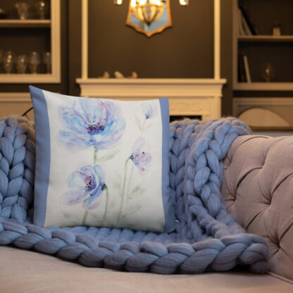 Blue Flowers Premium Pillow - Image 3