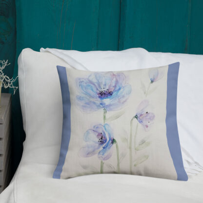Blue Flowers Premium Pillow - Image 4