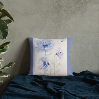 Blue Flowers Premium Pillow - Image 5