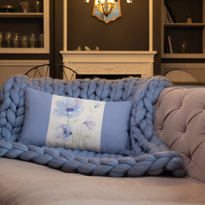 Blue Flowers Premium Pillow - Image 13