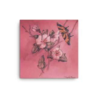 Floral and Butterfly on Pink Canvas