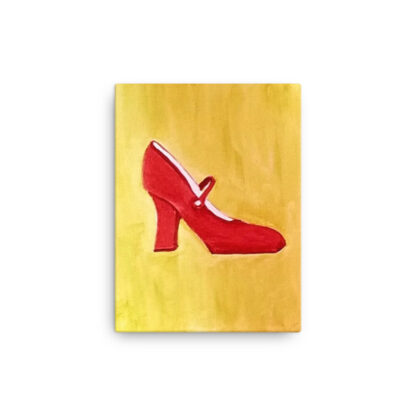 Shoe Red MaryJane on Yellow Canvas - Image 2