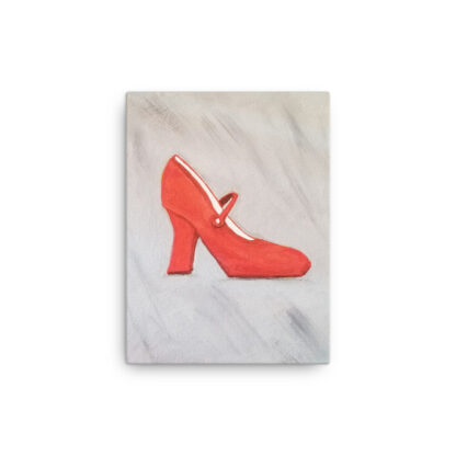 Shoe Red MaryJane on Gray Canvas - Image 2